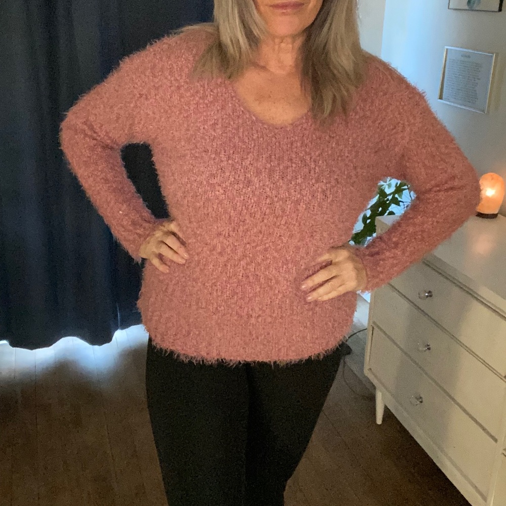 Fluffy rose pink sweater
